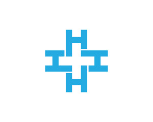Letter H Cross Plus Logo Concept sign icon symbol Design. Medical, Health Care Logo. Vector illustration logo template