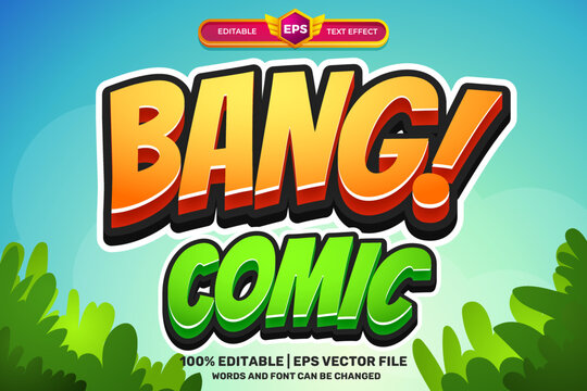 play land bang comic cartoon game Bold 3D Editable text Effect Style