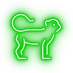 Neon green monkey icon, transparent background, neon green safari animal icon