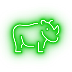 Neon purple rhino icon, transparent background, neon safari animal icon