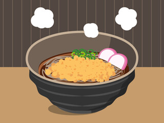 たぬきそば　背景あり　4:3