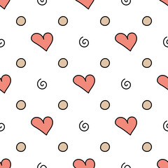 Doodle-style heart pattern on white background