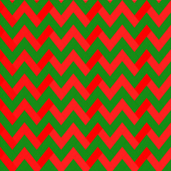 Red and green color of zigzag pattern. Vector. Paper, cloth, fabric, cloth, dress, napkin, cover, bed printing, gift, present, or wrap. Christmas, eve, and new year concepts.