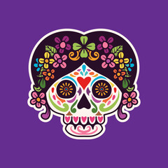 Day of the dead, beautiful flower skull head