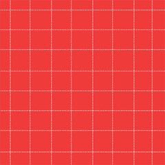 Abstract red square fabric pattern, white dashed line quilt pattern, bed sheet pattern, handkerchief pattern.