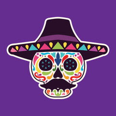 Day of the dead, beautiful flower skull head