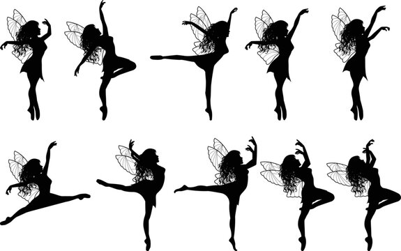 cute fairy silhouette illustration set