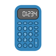 Calculator with numbers 0, 1, 2, 3, 4. Math device, office calculator, school supplies. Simple illustration isolated on a white background.