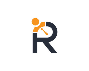 Letter R Businessman Logo Concept sign icon symbol Design. Human, People, Tie, Consultant Business Logotype. Vector illustration template