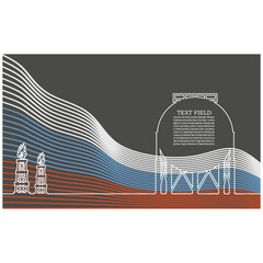 Energy and power icon. Energy generation and heavy industry. Gas storage tank. Horizontal thin line style web banner. Flag of Russia