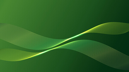Abstract colors lines lighting effect on green background.
