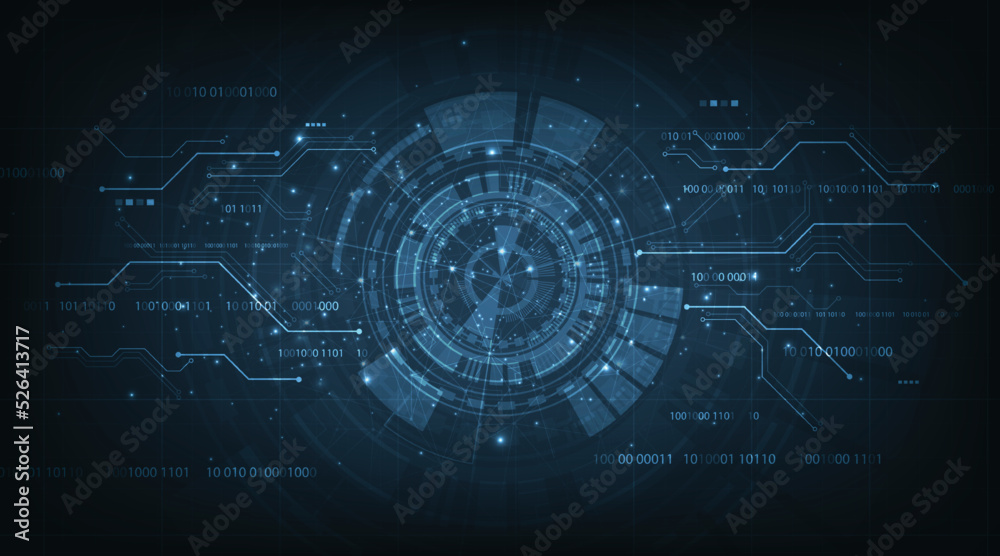 Aufkleber   Futuristic technology processing background.2d illustration Abstract electronic circuit technology background.