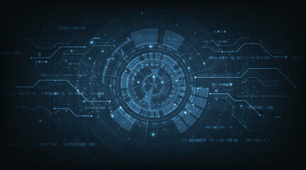   Futuristic technology processing background.2d illustration Abstract electronic circuit technology background.