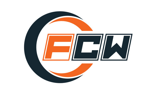 FCW three-letter circle logo design. custom font logo vector template | abstract logo | word mark logo | letter mark logo | business logo | minimalist logo | font logo |