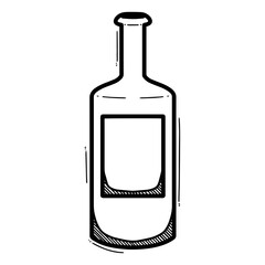 Vector illustration of bottle in doodle style, isolated in white background 
