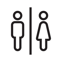 Man and woman icon, Toilet and bathroom sign, Simple line design, Vector illustration