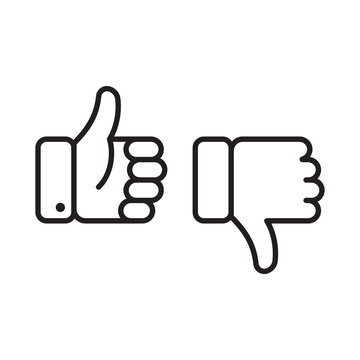 Like and dislike hand icon, Thumbs up thumbs down symbol, Simple design, Vector illustration