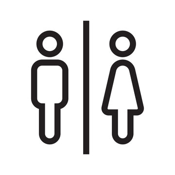 Man and woman icon, Toilet and bathroom sign, Simple line design, Vector illustration