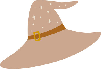 Fototapeta premium With hat halloween. Cute hand drawn witch pointed hat on isolated background. Autumn traditional trick or treat spooky event, scary magic design. PNG, transparent, 