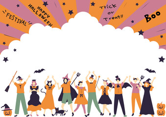 ハロウィンを楽しむ人達