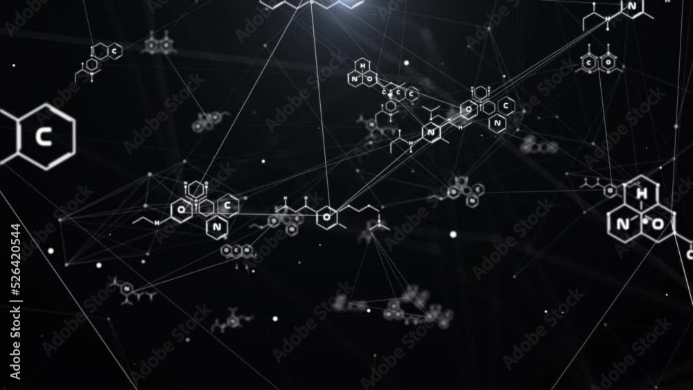 Aufkleber geometric chemical formulas network structural data concept. science health care, medical system ana