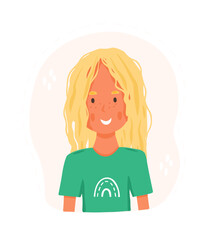 Teenager girl avatar with blond hair in cartoon style