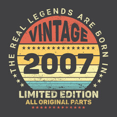 The Real Legends Are Born In 2007 Birthday Quotes, Birthday gifts for women or men, Vintage birthday shirts for wives or husbands, anniversary T-shirts for sisters or brother