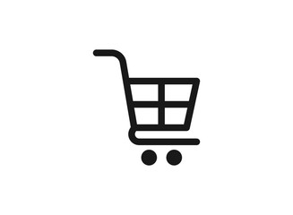 Shopping cart icon in flat style. Trolley vector illustration on white isolated background. Basket business concept.
