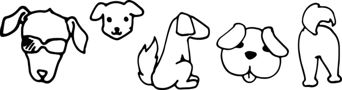 Dog doodle drawing icon vector. Cute drawing  for decoration and painting for kids.