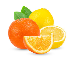 Orange citrus fruit lemon isolated on white