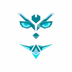blue mecha owl head and body vector for display, business, icon, logo, company, esport, and other cool stuff