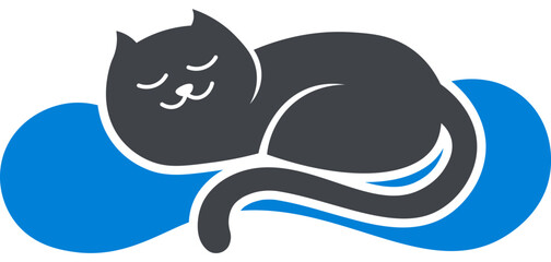 Cute British Shorthair Grey Cat Sleeping - Vector Illustration