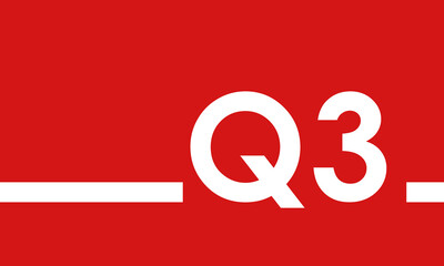 Q3 on red background, third quarter cover or poster