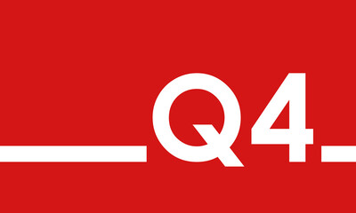 Q4 on red background, fourth quarter cover or poster