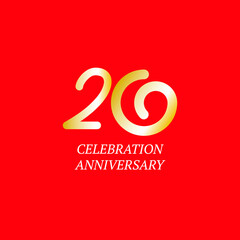 Fototapeta na wymiar 20 Year Anniversary Celebration Vector Template Design Illustration