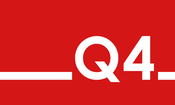 Q4 On Red Background, Fourth Quarter Cover Or Poster