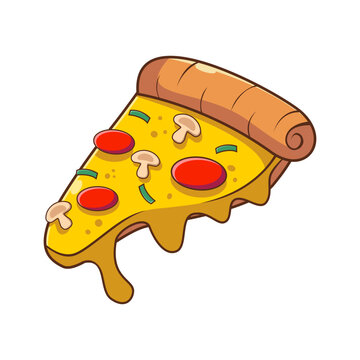 Slice of Pepperoni Mushroom Pizza isolated vector illustration stock