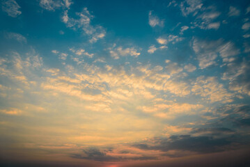 sunset, sunrise,  sunset sky with gentle colorful clouds