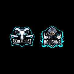 Holigans and skull goat logo sport design