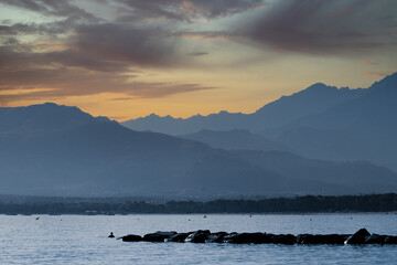 Mountains behind the village of Lumio Corsica on the mediterranean sea