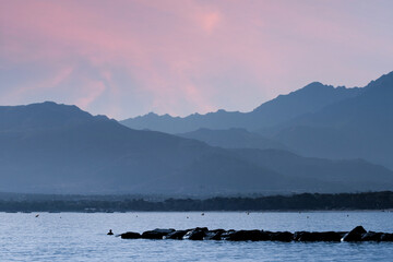 Mountains behind the village of Lumio Corsica on the mediterranean sea