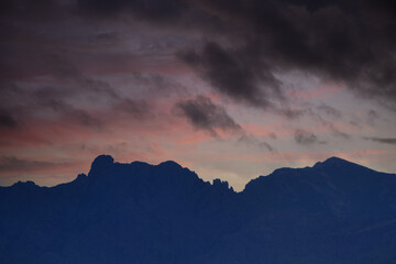 Mountains behind the village of Lumio Corsica on the mediterranean sea