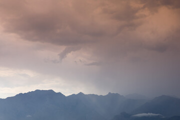 Mountains behind the village of Lumio Corsica on the mediterranean sea
