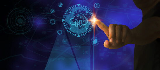  Men touchscreen icon, Cloud computing technology internet concept background. New innovations for biosecurity, internet connectivity, innovative ideas, and inspirational ideas. creative concept 