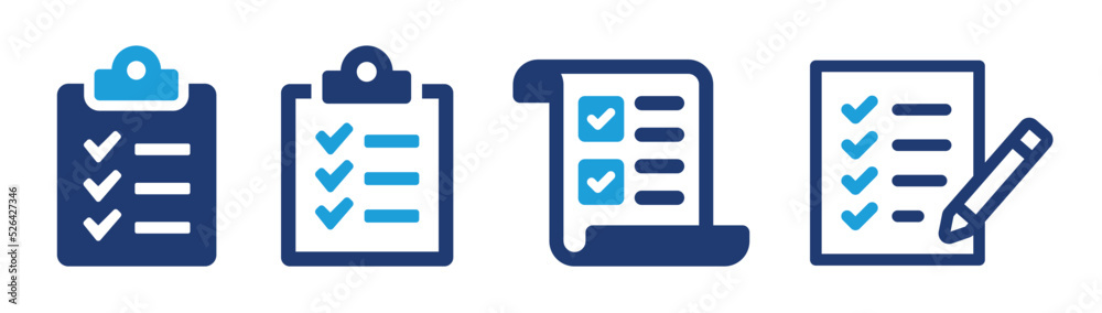 Leinwandbilder Checklist icon set. Containing clipboard with checkmark, document, checkbox on paper icon vector illustration.