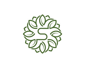 Letter S Leaf Circle Logo Concept symbol sign icon Design. Floral, Herbal, Natural, Eco Logotype. Vector illustration template