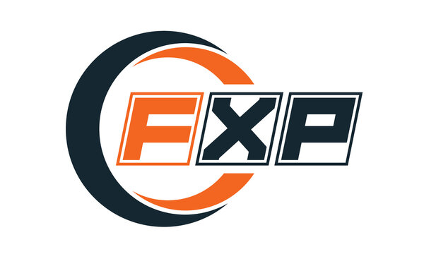 FXP three-letter circle logo design. custom font logo vector template | abstract logo | word mark logo | letter mark logo | business logo | minimalist logo | font logo |