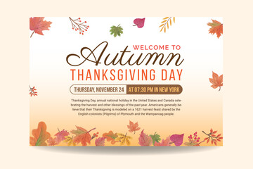 Welcome Autumn thanksgiving banner watercolor design