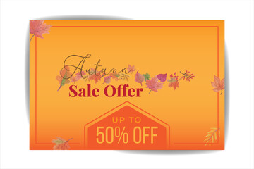 Hello autumn offer sales banner watercolor design