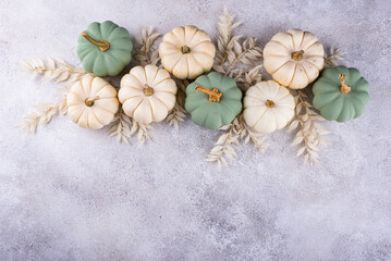 Fototapeta na wymiar White and green decorative pumpkin